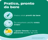 Caratteristiche del prodotto: pratico stick, pronto da bere, assunzione anche senza acqua, al piacevole gusto di limone